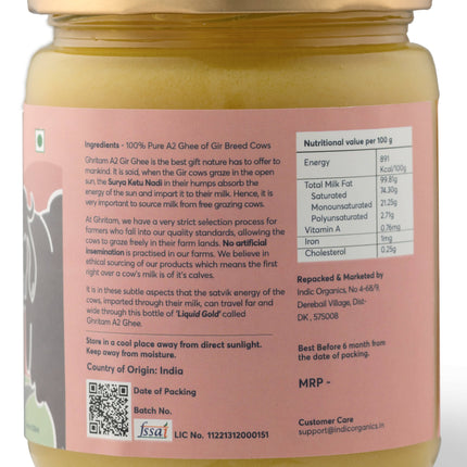 Indic Organics Gir Cow's A2 Ghee | Desi Gir Cow Ghee | Premium and Organic Desi Ghee