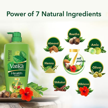 Dabur Vatika Health Shampoo For Smooth, Shiny & Nourished Hair, Repairs Hair damage, Controls Frizz, For All Hair Types