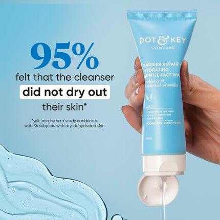 Dot & Key Barrier Repair Hydrating Gentle Face Wash For Dry, Normal & Sensitive Skin With Hyaluronic & Rice Water