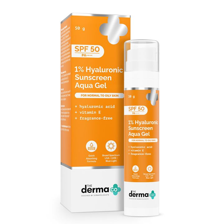 The derma co 1% Hyaluronic sunscreen Aqua Gel with SPF 50 & PA++++