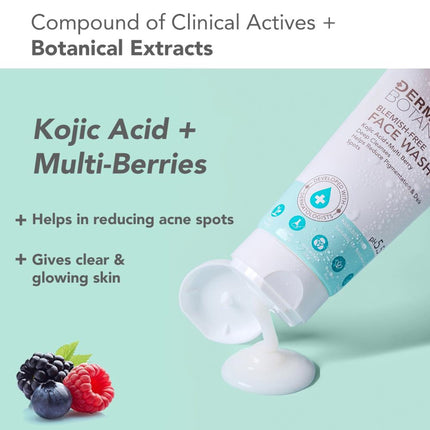 Lotus DermaBotanics Kojic Acid + Multi Berry Blemish-Free Face Wash, pH5.5, For Sensitive Skin