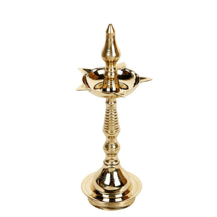CraftVatika Gold-Toned Brass Kerala Diya Oil Lamp Stand