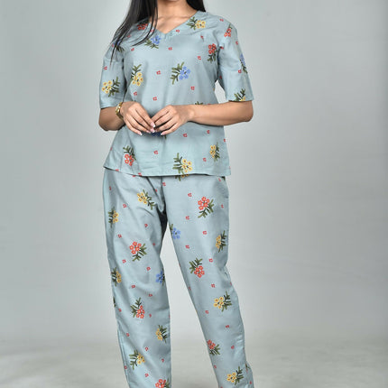 Morchari Digital Print Semi Muslin Co-Ord Set Top & Trouser-Multicolor