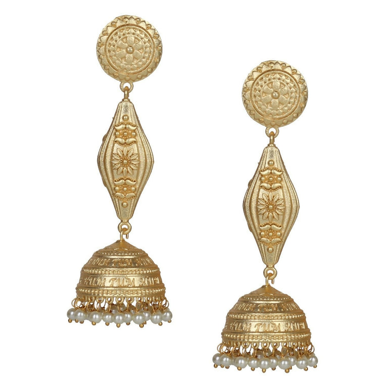 Joban Fashion Women Matte Gold Brass Jhumka