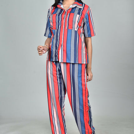 Morchari Digital Print Semi Muslin Co-Ord Set Top & Trouser-Multicolor