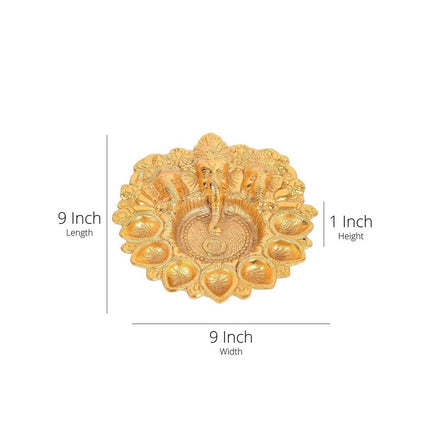 Craftvatika Gold-Toned Metal Lord Ganesha Design Kuber Diya