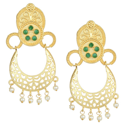 Joban Fashion Women Matte Gold Brass Earrings