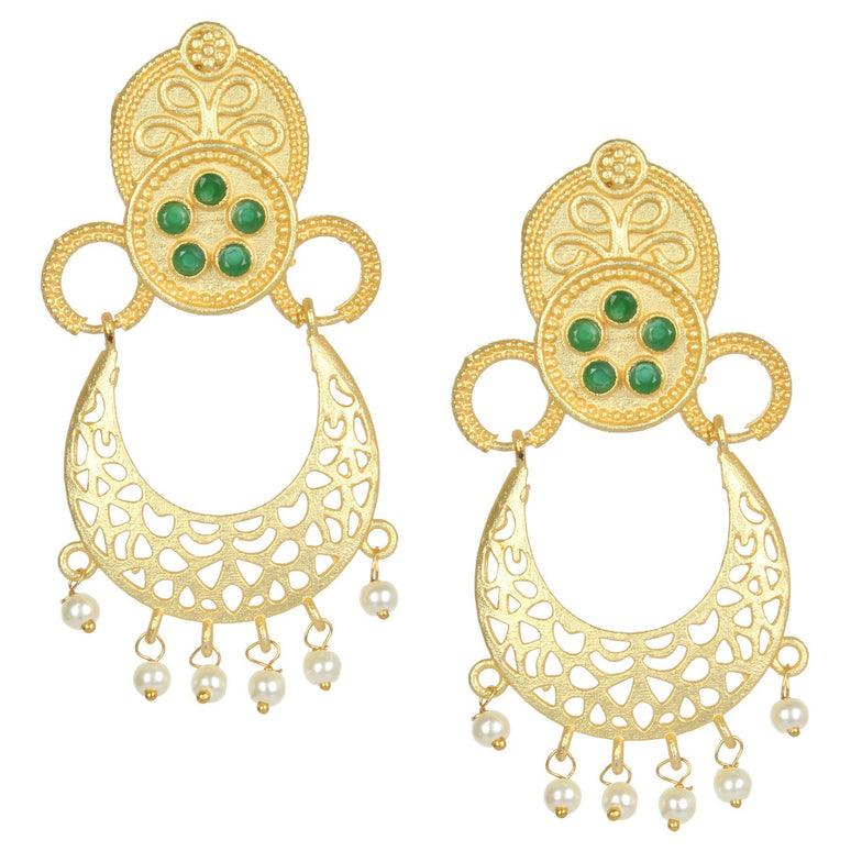 Joban Fashion Women Matte Gold Brass Earrings