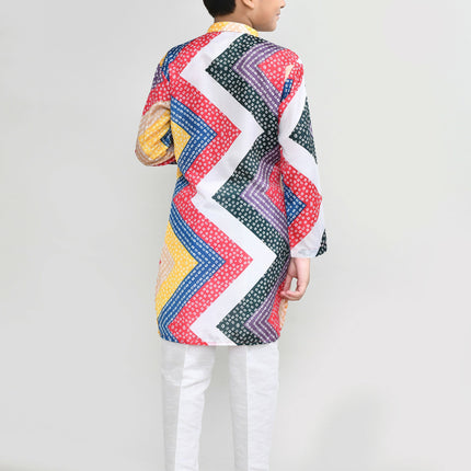 Joban Fashion Satin Silk Multicolor Kurta With Straight Fit Pant