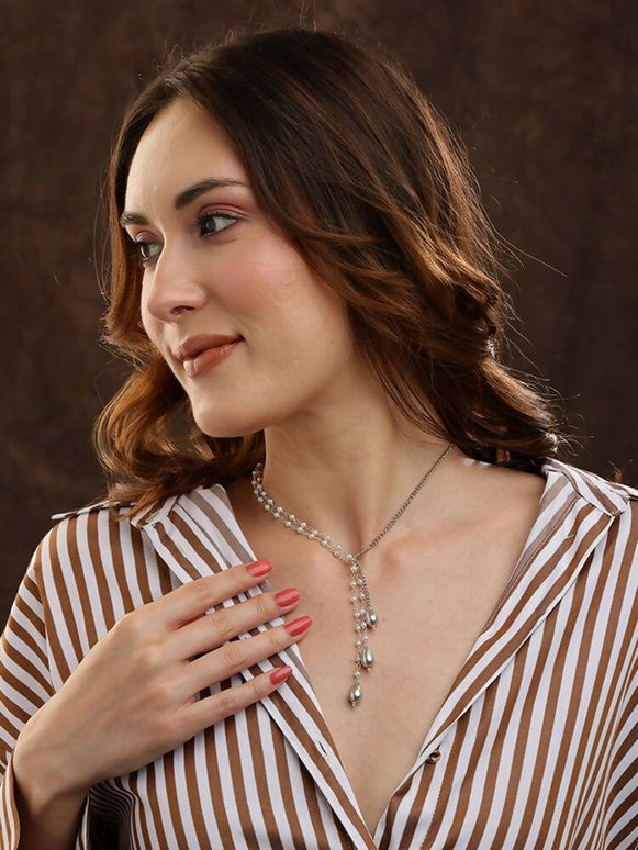 Beaded one sided motif necklace - Ruby Raang