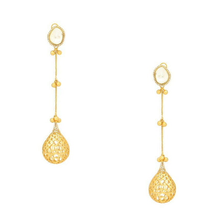 Glass Kundan Antique finish Long Earrings - Ruby Raang