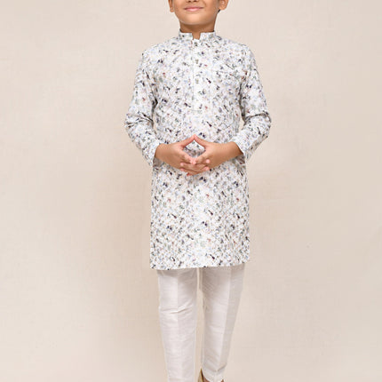 Joban Fashion Cotton White Kurta With Straight Fit Pant