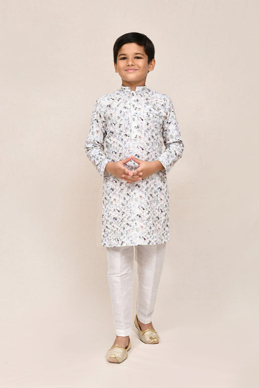 Joban Fashion Cotton White Kurta With Straight Fit Pant