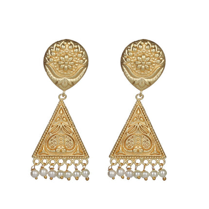 Joban Fashion Women Matte Gold Brass Earrings