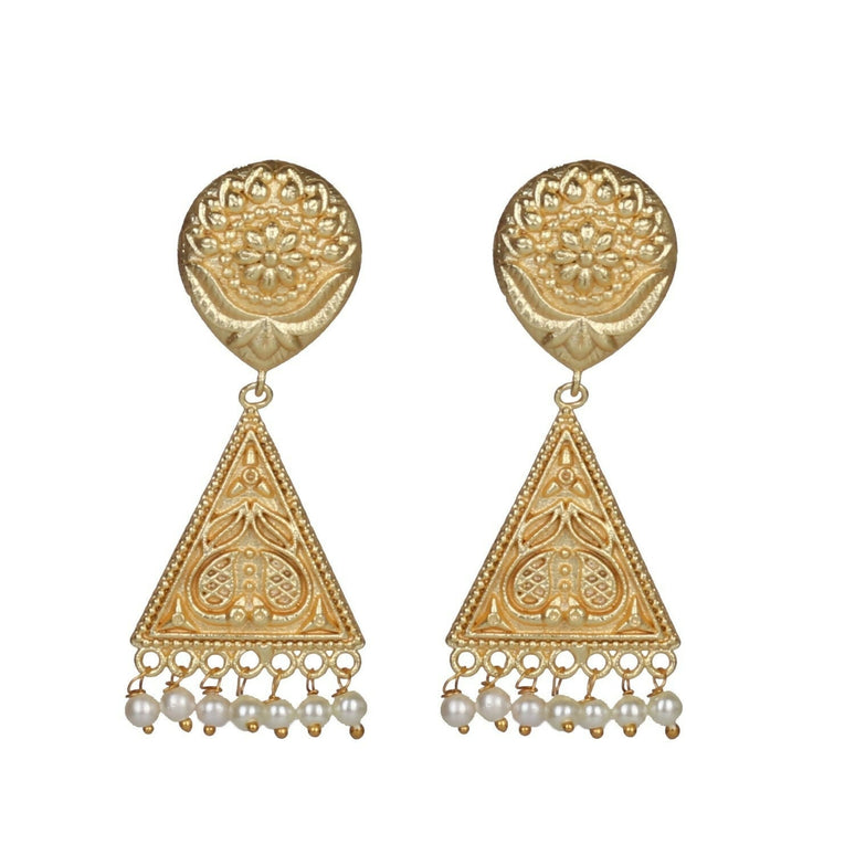 Joban Fashion Women Matte Gold Brass Earrings
