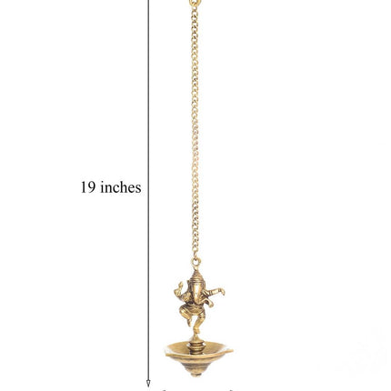 eCraftIndia Brown Dancing Ganesha Brass Hanging Diya