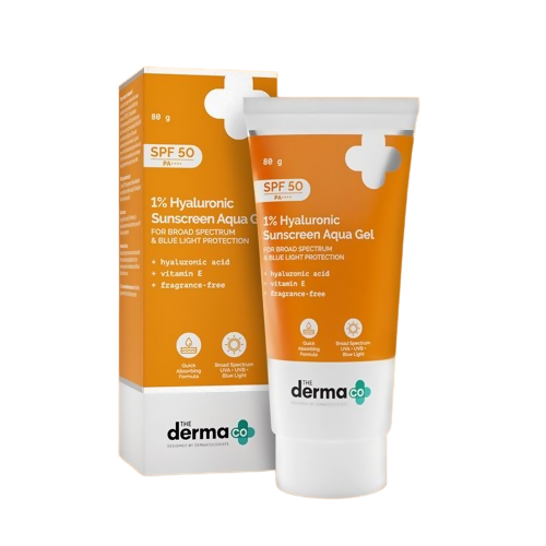 The Derma Co 1% Hyaluronic Sunscreen Aqua Gel with SPF 50