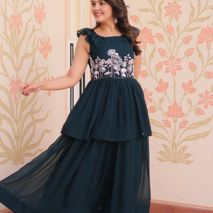 Aastha Fashion Rama Faux Blooming Beads Embroidered work Party Wear Designer Gown