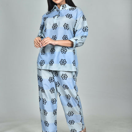 Morchari Digital Print Semi Muslin Co-Ord Set Top & Trouser-Multicolor