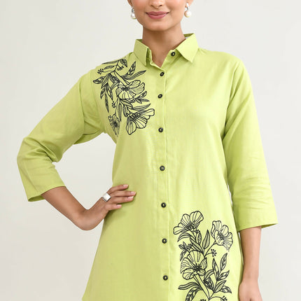 Joban Fashion Parrot Green Cotton Coord Set