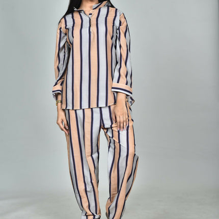 Morchari Digital Print Semi Muslin Co-Ord Set Top & Trouser-Multicolor