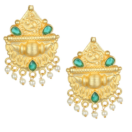 Joban Fashion Women Matte Gold Brass Earrings