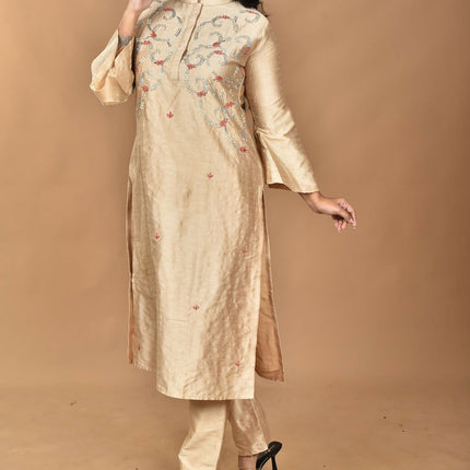 Morchari Women And Hand Embroidery Co-Ord Set-Beige