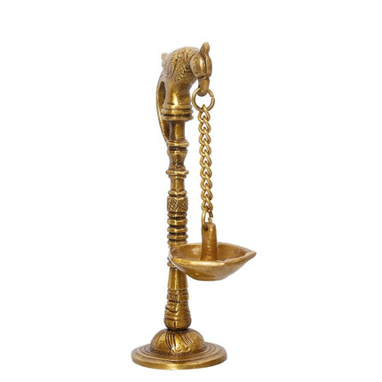 eCraftIndia Gold Toned Decorative Brass Parrot Diya