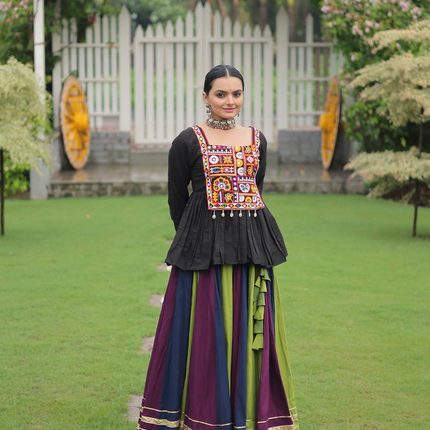 Lorenvalley Fashion Multicolor Rayon with Attractive Gota-Patti Lace Lehenga Choli