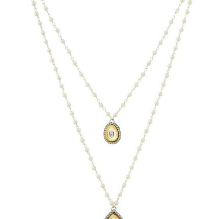 Beaded Chain with Kundan Drop necklace ru raang - Ruby Raang