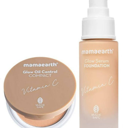 Mamaearth Glow Serum Foundation + Glow Oil Control Compact Combo - Ivory Glow