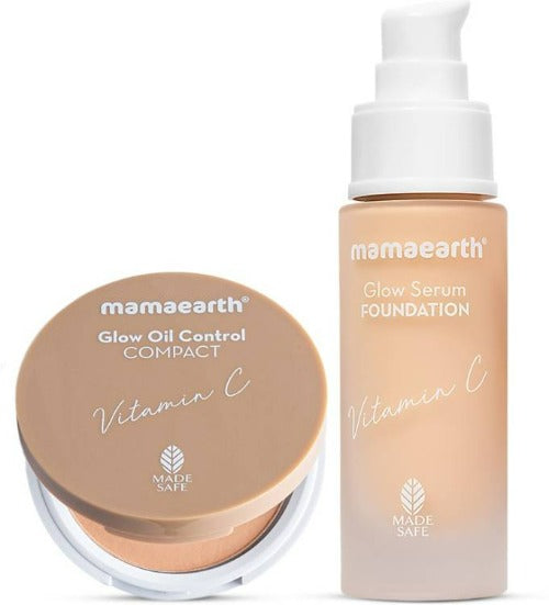 Mamaearth Glow Serum Foundation + Glow Oil Control Compact Combo - Ivory Glow