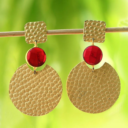 Joban Fashion Women Round Shape Matte Gold Earrings