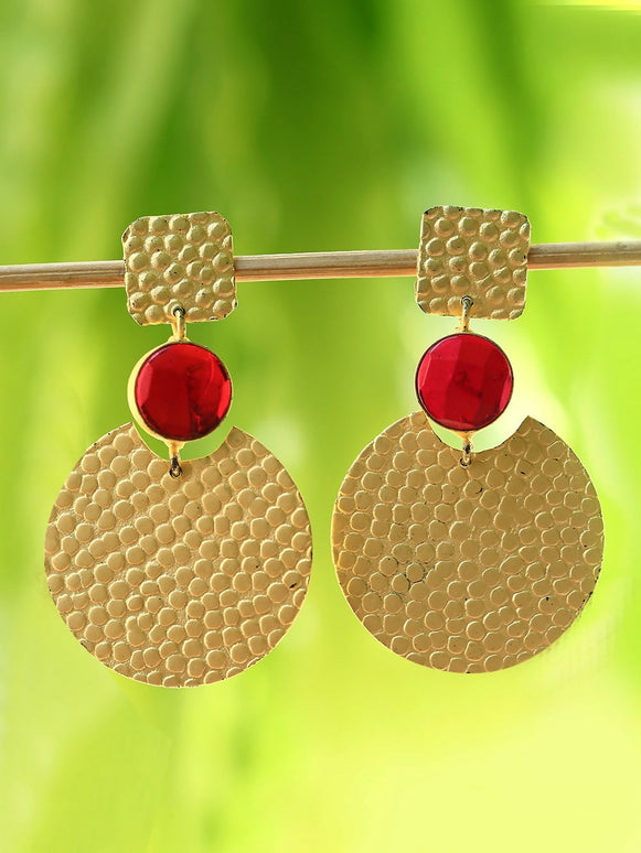 Joban Fashion Women Round Shape Matte Gold Earrings