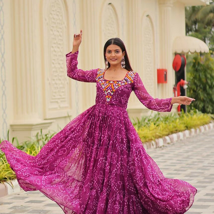 Aastha Fashion Magenta Faux Georgette Navratri Designer Gown Collection