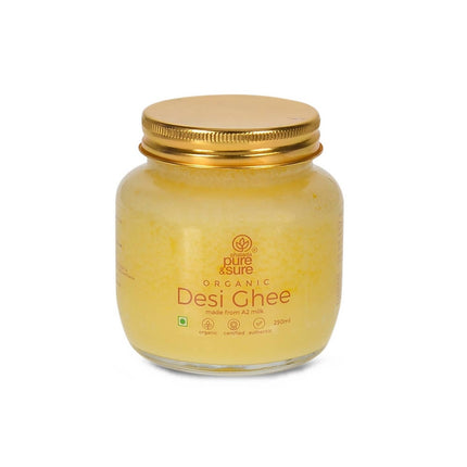 Pure & Sure Organic Desi Ghee | Fresh natutal cow ghee made by Bilona method (Curd Churned) with goodness of health
