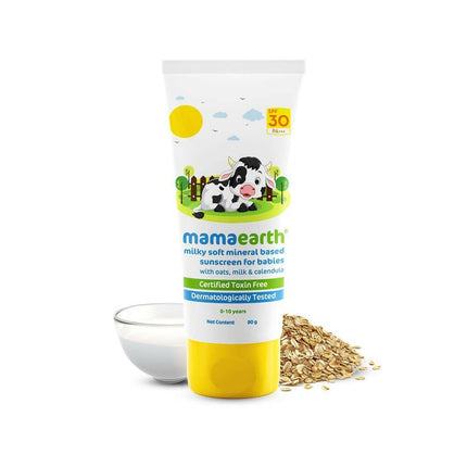 Mamaearth Milky Soft Mineral Based Sunscreen SPF 30 & PA+++ With Oats, Milk and Calendula