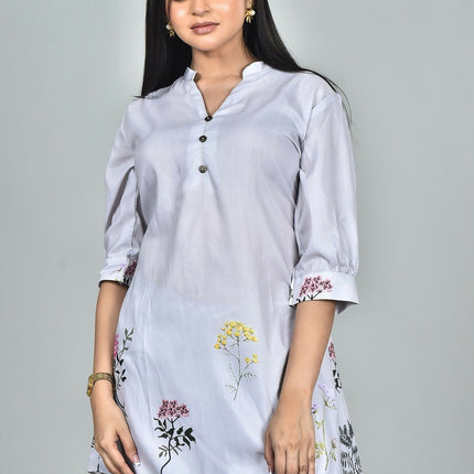 Morchari Digital Print Semi Muslin Co-Ord Set Top & Trouser-Multicolor