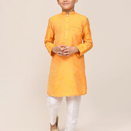 Joban Fashion Pure Silk Yellow Kurta With Straight Fit Pant