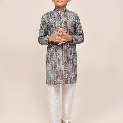 Joban Fashion Cotton Silk Multicolor Kurta With Straight Fit Pant