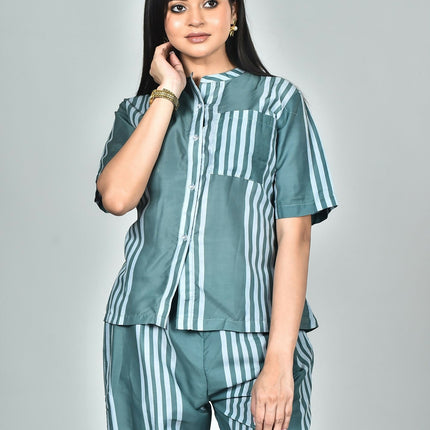 Morchari Digital Print Semi Muslin Co-Ord Set Top & Trouser-Multicolor