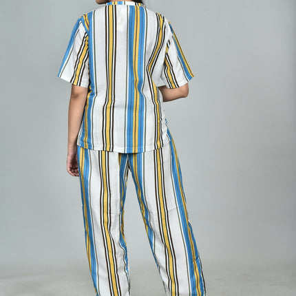 Morchari Digital Print Semi Muslin Co-Ord Set Top & Trouser-Multicolor