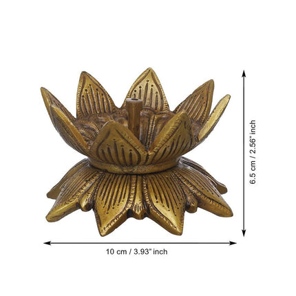 eCraftIndia Gold Toned Lotus Flower Designer Brass Diya