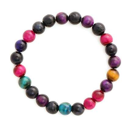 Red Carnelian, Lapis Lazuli, Amethyst and Green Avanturine Multicoloured Black Toned crystal bracelet - Ruby Raang