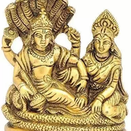Labhcart Brass Lakshmi Vishnu Idol God Goddess Statues Religious Deity Laxmi Vishnu Resting On Sheshnaag