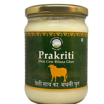 Prakriti Desi Cow Bilona Ghee | Organic Desi Cow Ghee | Pure organic ghee, traditionally-churned, chemical-free, granular ghee, nutritious by nature