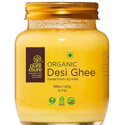 Pure & Sure Organic Desi Ghee | Fresh natutal cow ghee made by Bilona method (Curd Churned) with goodness of health