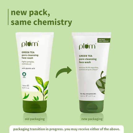 Plum Green Tea Pore Cleansing Face Wash With Glycolic Acid - Fights Acne & Oil For Clear Skin