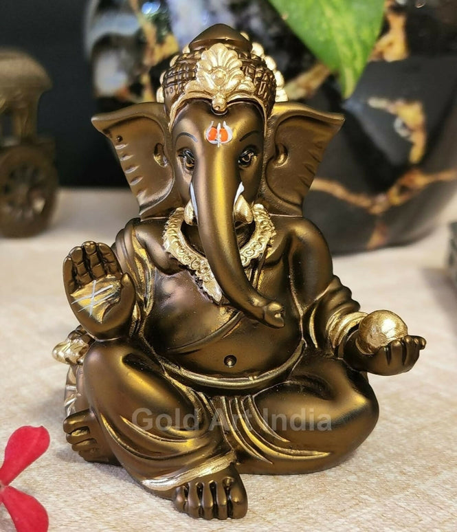 Gold Art India Gaddi Ganesh Idol For Car Dashboard