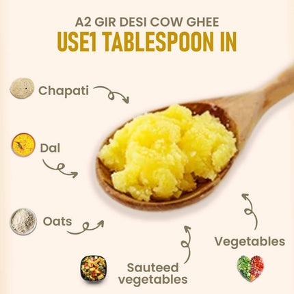 Upaveda A2 Pure Ghee| 100% Gir Cow Ghee | A2 Cow Desi Pure Ghee | Organic Grass Fed Cows | Traditional Bilona Method Ghee